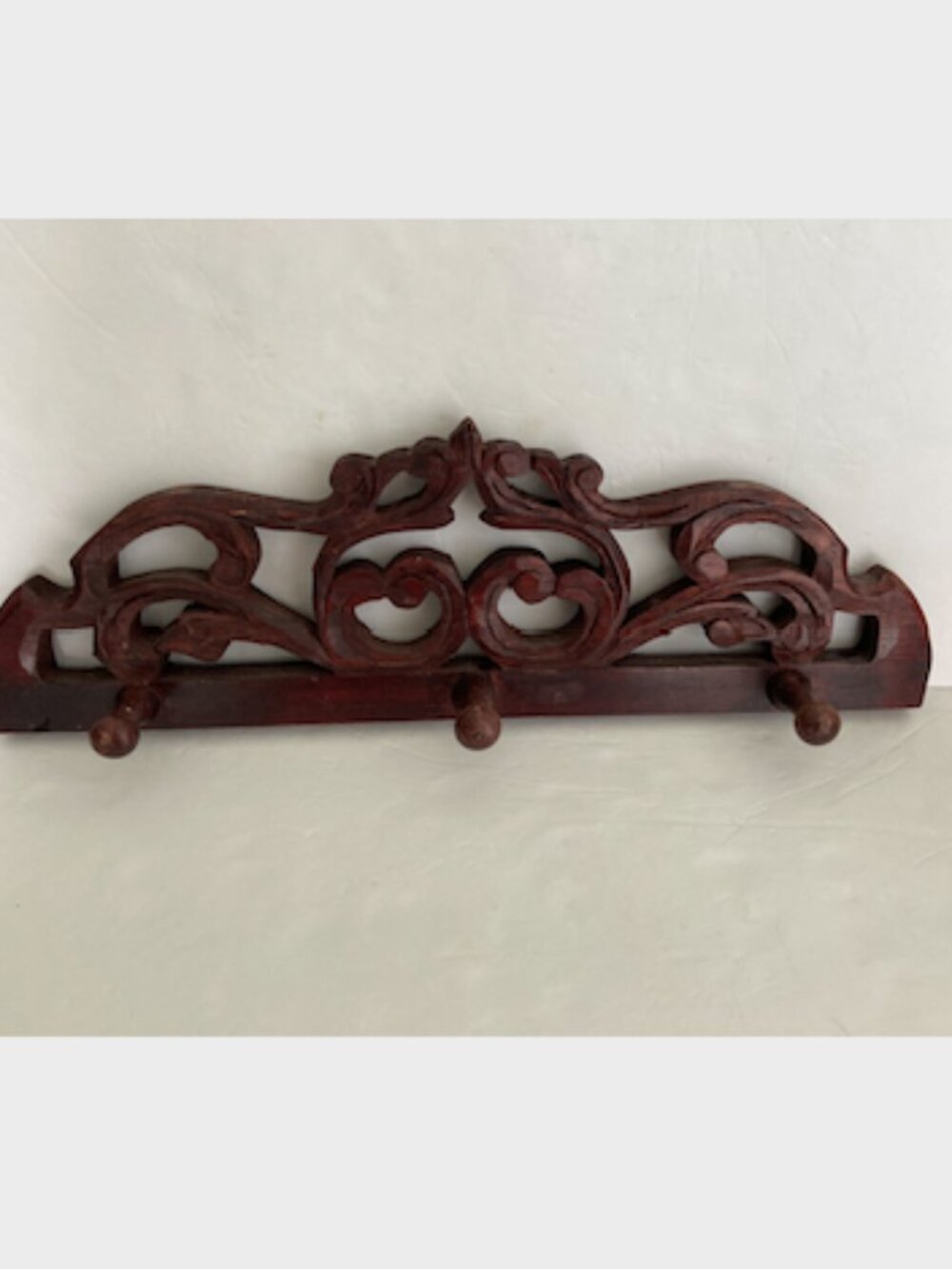 Vintage Dark Wood Scroll Pegged  Wall Hanger Coats Etc.